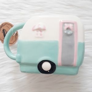 NWT mint & white camper mug